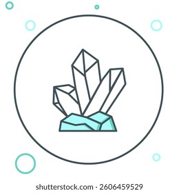 Line Magic stone icon isolated on white background. Fantasy crystal. Jewelry gem for game. Colorful outline concept. Vector