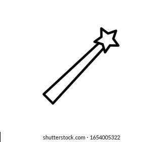 Icono Línea mágica aislado en fondo blanco. Símbolo de esquema para diseño de sitio web, aplicación móvil, ui. Pictograma varita mágica. Ilustración vectorial, derrame editorial. Eps10