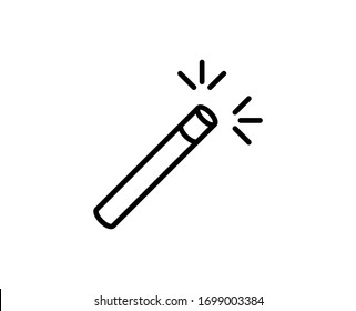 Line Magic wand icon isolated on white background. Outline symbol for website design, mobile application, ui. Magic wand pictogram. Vector illustration, editorial stroke. Eps10