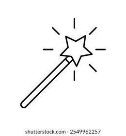 Line Magic wand icon, simple flat black trendy style illustration for web and app..eps