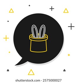 Line Magician hat and rabbit ears icon isolated on white background. Magic trick. Mystery entertainment concept. Colorful outline concept. Vector