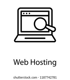 Line with magnifier that is embedded on web page, web monitoring icon 