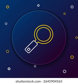 Line Magnifying glass icon isolated on blue background. Search, focus, zoom, business symbol. Colorful outline concept. Vector