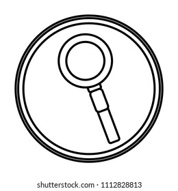 line magnifying glass tool search emblem