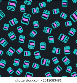 Line Mail box icon isolated seamless pattern on black background. Mailbox icon. Mail postbox on pole with flag.  Vector Illustration