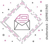 Line Mail and e-mail icon isolated on white background. Envelope symbol e-mail. Email message sign. Colorful outline concept. Vector