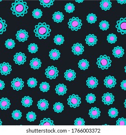 Line Mail and e-mail icon isolated seamless pattern on black background. Envelope symbol e-mail. Email message sign.  Vector Illustration