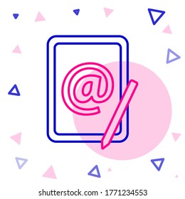 Line Mail and e-mail icon isolated on white background. Envelope symbol e-mail. Email message sign. Colorful outline concept. Vector Illustration