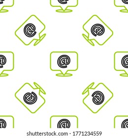 Line Mail y el icono de correo electrónico aislados en fondo blanco. Correo electrónico con símbolo de sobres. Señal de mensaje de correo electrónico.  Ilustración vectorial