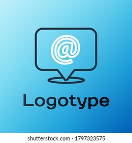 Icono de correo de línea y correo electrónico aislado en fondo azul. Correo electrónico con símbolo de sobres. Señal de mensaje de correo electrónico. Concepto de esquema colorido. Ilustración vectorial
