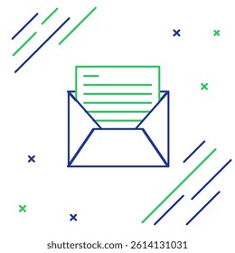 Line Mail and e-mail icon isolated on white background. Envelope symbol e-mail. Email message sign. Colorful outline concept. Vector