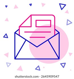Line Mail e ícone de e-mail isolados no fundo branco. E-mail com símbolo de envelope. Sinal de mensagem de email. Conceito de contorno colorido. Vetor