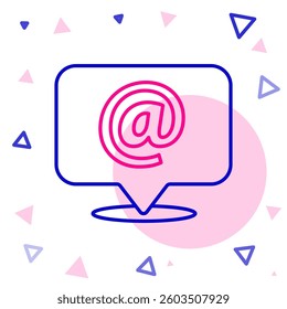 Line Mail and e-mail on speech bubble icon isolated on white background. Envelope symbol e-mail. Email message sign. Colorful outline concept. Vector Illustration