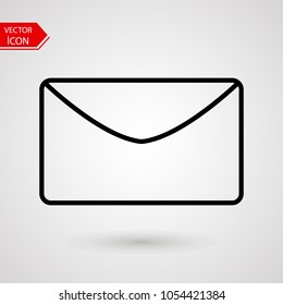 Line mail icon. Vector icon of flat thin mail on white background.