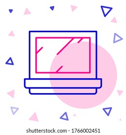 Line Makeup powder with mirror icon isolated on white background. Colorful outline concept. Vector Illustration