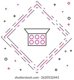Line Makeup powder with mirror icon isolated on white background. Colorful outline concept. Vector