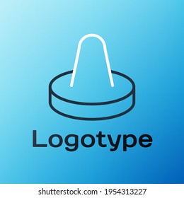 Line Mallet and puck for playing air hockey game icon isolated on blue background. Colorful outline concept. Vector Illustration