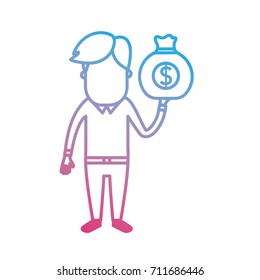 line man with bag cash money in the hand