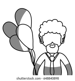 line man with beard and balloons in the hand