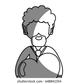 line man with beard and heart in the hands
