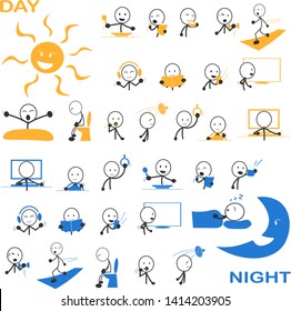 line man and daily routines from day to night
