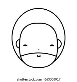 line man face with beard and hairstyle to avatar kawaii