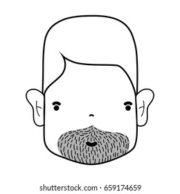 line man face with hairstyle and beard