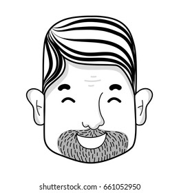 line man face with hairstyle and beard