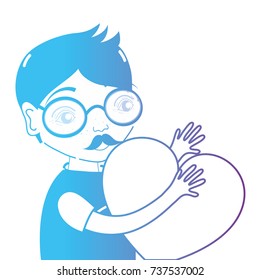 line man with glasses and heart in the hands