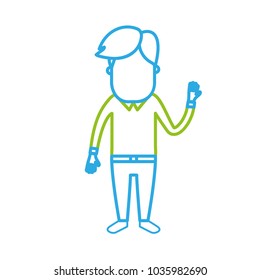 line man with hairstyle design and clothes