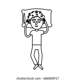 line man with hairstyle desing sleeping