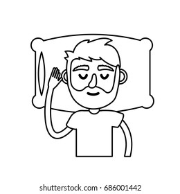 line man with hairstyle desing sleeping