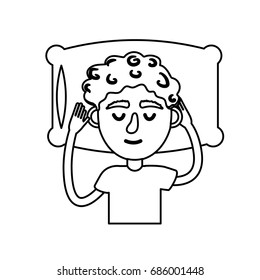 line man with hairstyle desing sleeping