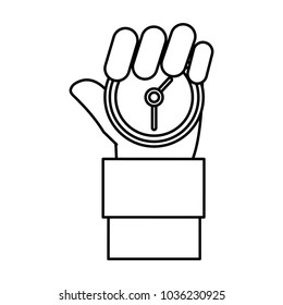 line man hand with chronometer time object