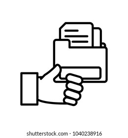 line man hand with documents inside file folder