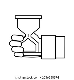 line man hand with hourglass object design