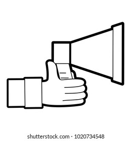 line man hand with megaphone speaker message