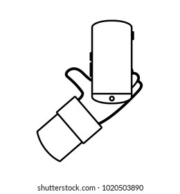 line man hand with smartphone mobile technology