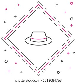 Line Man hat with ribbon icon isolated on white background. Colorful outline concept. Vector