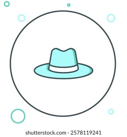 Line Man hat with ribbon icon isolated on white background. Colorful outline concept. Vector