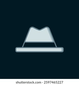 Line Man hat with ribbon icon isolated on black background. Flat filled outline style with shadow. Vector