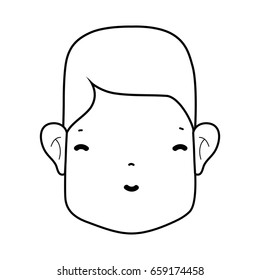 line man head with face and hairstyle