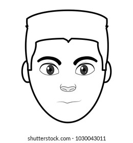 line man head user with facial expression and hairstyle