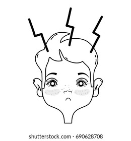 line man with headache sickness to stress problem