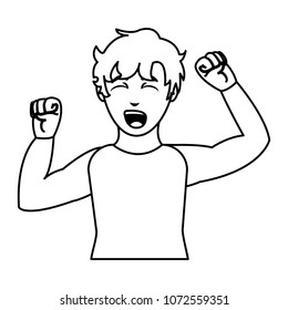 line man waking up and yawning with pijama clothes