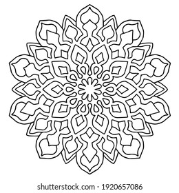 Línea de arte arabesco mandala, arte floral sencillo y sencillo para principiantes, adultos y adultos mayores. La página de colorear Mandalas doodle mandalas flor sobre fondo blanco.