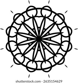 Line Mandala Art Border Design Circular Pattern in the Form of a Mandala Decorative Ornament in Ethnic Oriental Style.