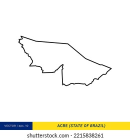 Line map of Acre - State of Brazil Vector Illustration Design Template. Editable stroke.