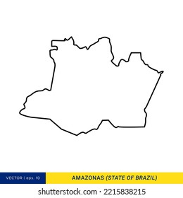 Line map of Amazonas - State of Brazil Vector Illustration Design Template. Editable stroke.