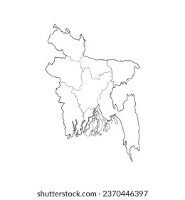 Line Map of Bangladesh  Vector Illustration Icon Bangladesh Map